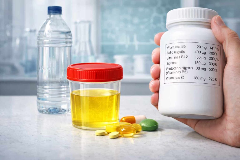 Šlapimo spalva pradėjus vartoti vitaminus